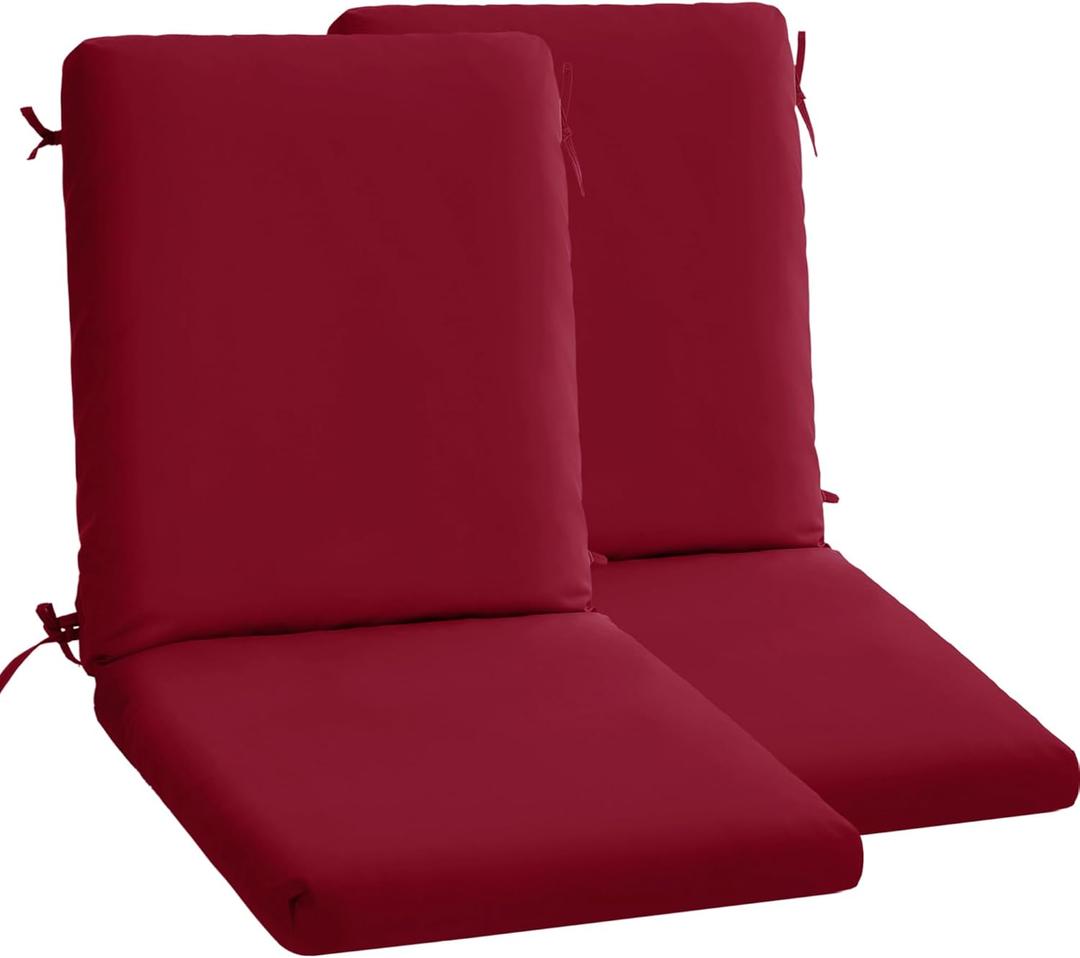 High Back Outdoor Chair Cushions Set of 2-44''x20'' Patio Dining Chair Cushions with Waterproof, Fade-Resistant, Removable & Machine-Washable Covers, Burgundy