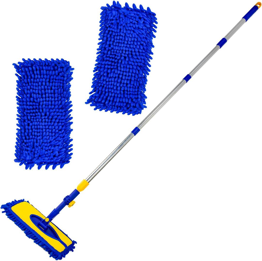 ITTAR 61" Telescopic Car Wash Brush with Chenille Microfiber Pads  Long Handle Auto Cleaning Tool for RV, SUV, Truck, Camper & Automotive Vehicles