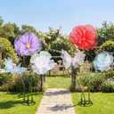 Giegxin 6 Pcs Giant Butterfly Flower Decorations Huge Artificial Tulle Butterflies Flowers with Stand Backdrop Decorations for Wedding Birthday Bridal Shower Home Garden Decor Storefront Displays