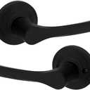 Kwikset Henley Interior Passage Door Handle, Lever For Closet and Hallway Doors, Reversible Non-Locking Handle Lever, Matte Black, with Microban Protection