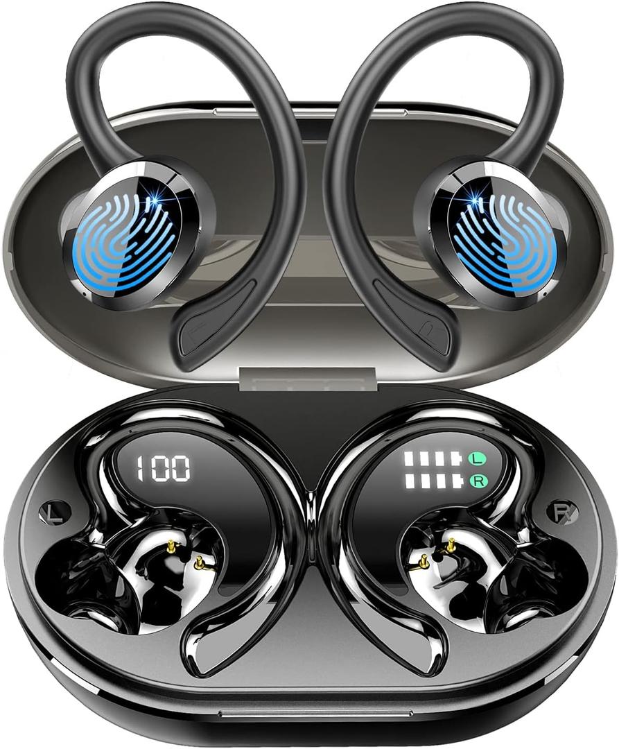Wireless Bluetooth Headphones, Immersive HiFi Stereo Earbuds, 2023 New 48Hrs Ear Buds, ENC Mic, IP7 Waterproof Sport Earhooks