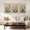 Anyzal Large Neutral Wildflower Framed Wall Art 16x24 Inch Vintage Classic Floral Canvas Wall Decor Mid-century Modern Botanical Art Prints for Living Room Bedroom Dining room