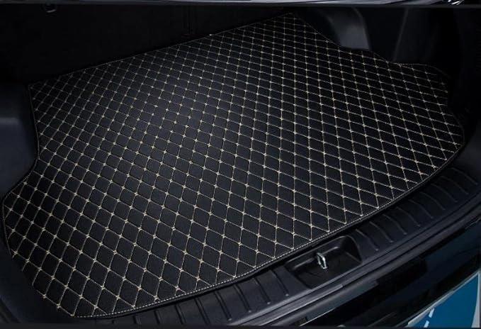 Custom Car Cargo Mat Boot Liner Waterproof Anti-Slip All Weather Protection Leather Material, Compatible with 95% Car Models Trunk Carpet Liners (Black Beige)