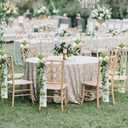 Wedding Chair Decorations Aisle Floral Set of 10 Artificial Flowers Ivory White Rose Garland with Hanging Ribbons for Ceremony Reception Church Arrangement Party Pew Decor