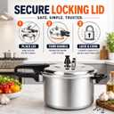 Barton 6-Quart Aluminum Stovetop Pressure Cooker, Fast Cooking Pot with Locking Lid & Pressure Release Valve for Stewing, Braising, Soups, Meats & Home Cooking Stainless Steel