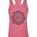 Racerback Tank Tops for Women Summer Sleeveless Round Neck Casual Graphic Tunic Shirts, Pink Flower Color, Large