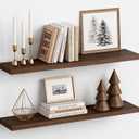 Harwaya 36 Inch Floating Shelves for Wall Set of 2, Large Long Wall Shelves for Living Room Decor, Walnut Brown Wooden Hanging Shelves for Bedroom Kitchen Bathroom Office Books Pictures (Dark Wood)