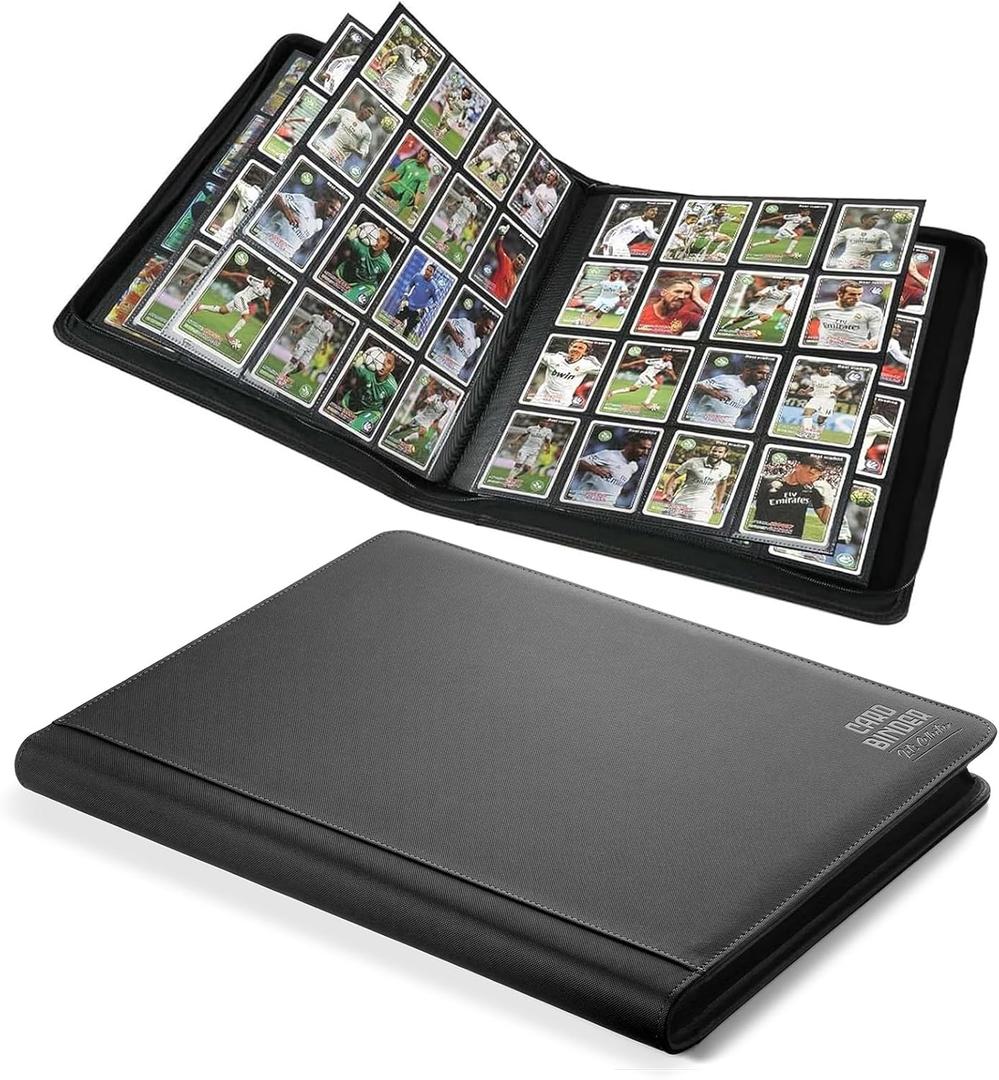 1024 Capacity Trading Card Binder, Premium Card Binder 16 Pocket, Sturdy Card Collection Album, Archival Quality Protection & Anti-Slip Spine for TCG, MTG, Sports Cards (Black)