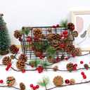 2 PCS Christmas Garland Christmas Pine Cones Berry Decoration Xmas Red Berries Garlands for Christmas Wedding Party Home Kitchen Decoration