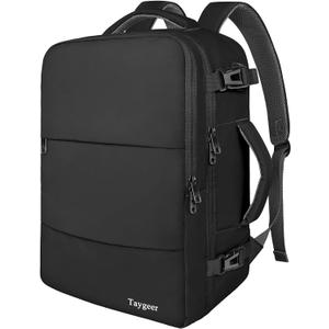 Taygeer Travel Laptop Backpack for Men Women, Airplane Approved Travel Backpack Suitcase with Usb Charging Port, Lightweight College 35l Luggage Bag 15.6inch Laptop Mochila Gifts for Business,Black (Large, Black)