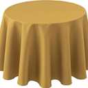 Biscaynebay Textured Fabric Round Christmas Tablecloths 70" for Tables Diameters from 30" to 48", Gold Water Resistant Tablecloths for Dining, Kitchen, Wedding, Parties etc. Machine Washable
