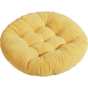 Tiita Floor Pillows Cushions Round Chair Cushion Outdoor Seat Pads for Sitting Meditation Yoga Living Room Sofa Balcony 22x22 Inch, Yellow (1 Count (Pack of 1))