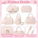 Dansydaisy Pink Bow Lunch Bag for Women, Corduroy Lunch Box with Strap