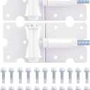 Self-Closing Gate Hinges, Heavy Duty for Vinyl/Wood/Metal Fence, Pack of 2, with Self-Tapping Screws and Adjuster Tool (White)