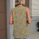 Micoson Summer Tank Tops for Women V Neck Sleeveless Tops Chiffon Casual Loose Flowy Button Down Boho Tshirt 2026 (XXL)