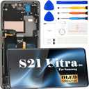 OLED for Samsung Galaxy S21 Ultra 5G Screen Replacement for Galaxy S21 Ultra 5G LCD Display for SM-G998U SM-G998b/DS Ddigitizer Touch Screen Repair Part + Tools(Black With Frame,With Fingerprint)