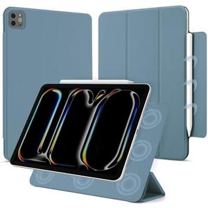 Dwopar for iPad Pro 11 inch M4 Case (5th Generation,2024, Model NO.A2836/A2837/A3006),Auto Sleep/Wake and Magnetic Closure,Slim Trifold Stand Case,PU Leather Cover,Support Apple Pencil Pro, Misty Blue