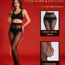 MERYLURE 20D Sheer Black Tights for Women, T-Crotch Ultra Thin Pantyhose High Waist Stockings Reinforced Toes 2 Pairs (Black, L)