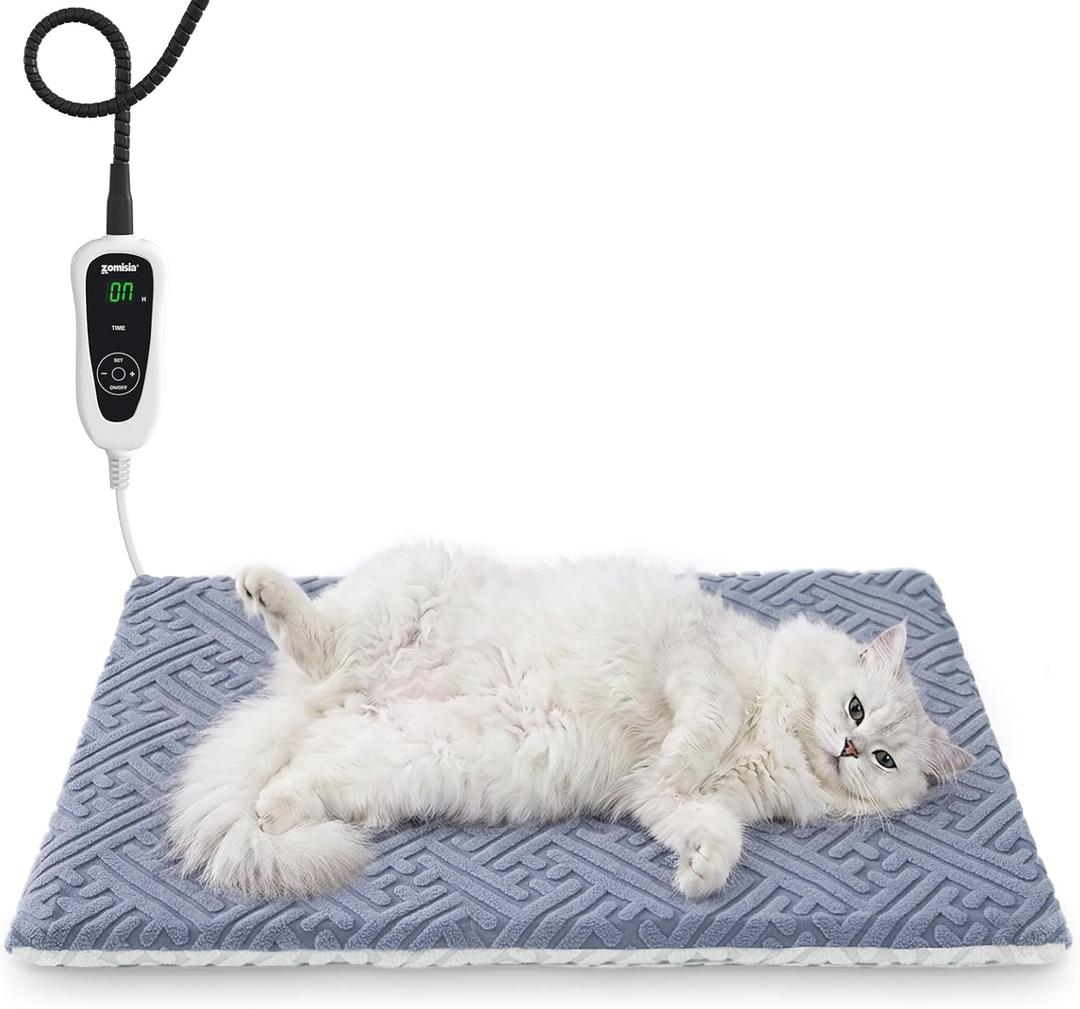 Cat Heating Pad, Heated Cat Bed Indoor, 11 Temp & 25 Timer Settings