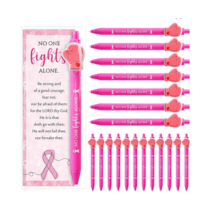 Chiisong 60 Sets Breast Cancer Awareness Gifts,Pink Ribbon Ballpoint Pens,Boxing Glove Lapel Pins, Motivational Cards with OPP Bags,Breast Cancer Favors for Fighters Women Survivor, Charity Events