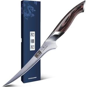 Fillet Knife 7 Inch, Super Sharp Boning Knife in High Carbon Stainless Steel, Professional Japanese Fish Knives for Meat Poultry Cutting