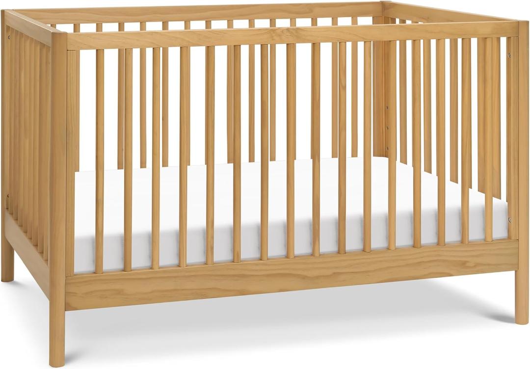 Davinci Birdie 3-in-1 Convertible Baby Crib - GREENGUARD Gold Certified Crib - Convertible Crib to Toddler Bed and Daybed - Baby Bed w/ 4 Adjustable Heights - Easy to Assemble Wooden Crib - Honey, 54"L x 30"W x 35"H