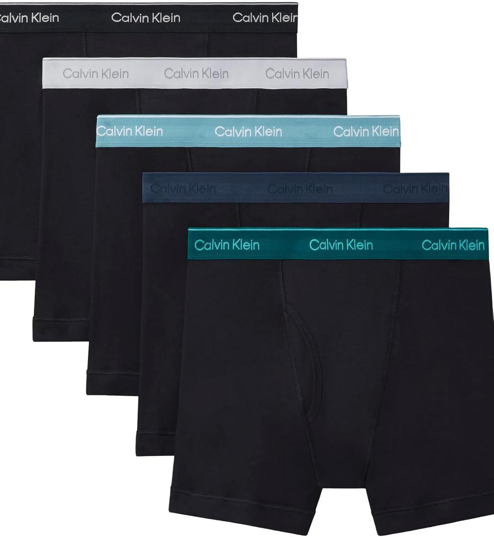 Calvin Klein Men's Underwear Cotton Classics 5-Pack Boxer Brief (Black Bodies W/ Ink, Zoni Beach, Turf, Micro Chip, Black Wbs), Size S