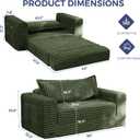 MAXYOYO Convertible Sofa Bed, 2 in 1 Folding Couch Bed for Small Space, Pull Out Loveseat Sofa Couch with Large Back Pillow, Plush Fabric Lounge Couch for Living Room, Apartment, Dark Green
