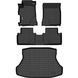 Binmotor-All Weather Car Floor Mats and Cargo Liner Set for 2013-2022 Acura ILX,2 Rows with Cargo Mat Set,TPE Rubber Liners for Acura ILX Accessories Mats Trunk Mat-Black