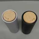 Non-Spill Salt and Pepper Grinder Set - Adjustable Ceramic Grinder - Minimalistic Spice Mill - Easy to Refill Condiments Dispenser - Wood & Soft-Coated Plastic - 6.2 x 2.2 inch (White & Grey)