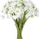 36 Pcs Ranunculus Artificial Flower Silk White Flower Realistic Faux Rose with Long Stems Fake Ranunculus Bouquet Wedding Flowers Bulk for DIY Bride Centerpiece Decoration(Ivory White)
