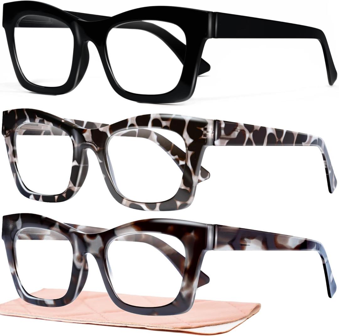 CCVOO Stylish Reading Glasses for Women, Eyeglasses, Blue Light Readers for Women, Computer Eye Glasses, Cheaters (A2 Smoky Safari)
