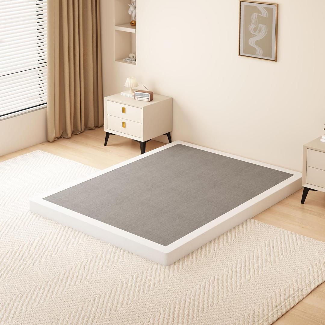 3 Inch Low Profile Box Spring Full, 3000lbs Heavy Duty Full Bed Box Spring Bed Base Metal Mattress Foundation, Easy Assembly, Noise Free