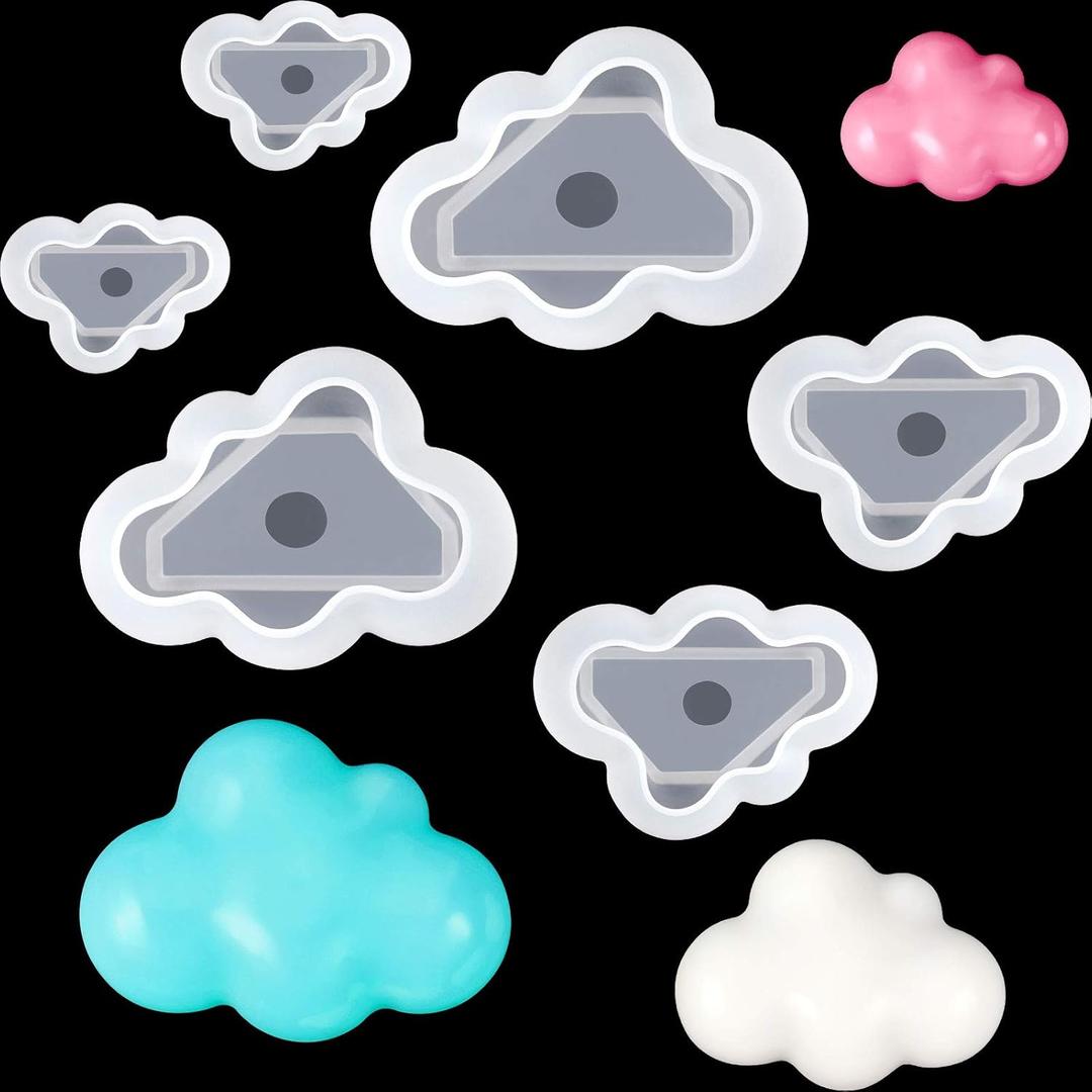 Boao 6 Pcs 3D Cloud Silicone Mold Assorted Size Chocolate and Fondant Mold for Resin Candle DIY Candy Dessert Pudding Cake Valentine's Decorations and Epoxy Paste Soap Polymer Clay Tool