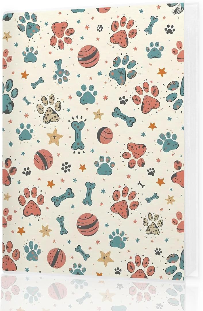 Dog Photo Album 4x6, Pet Dog Puppy Paw Print Small Photo Album Memory Book Keepsake with 18 Pockets Hold 36 Pictures for Family Baby Graduation Wedding Anniversary Travel Vacation