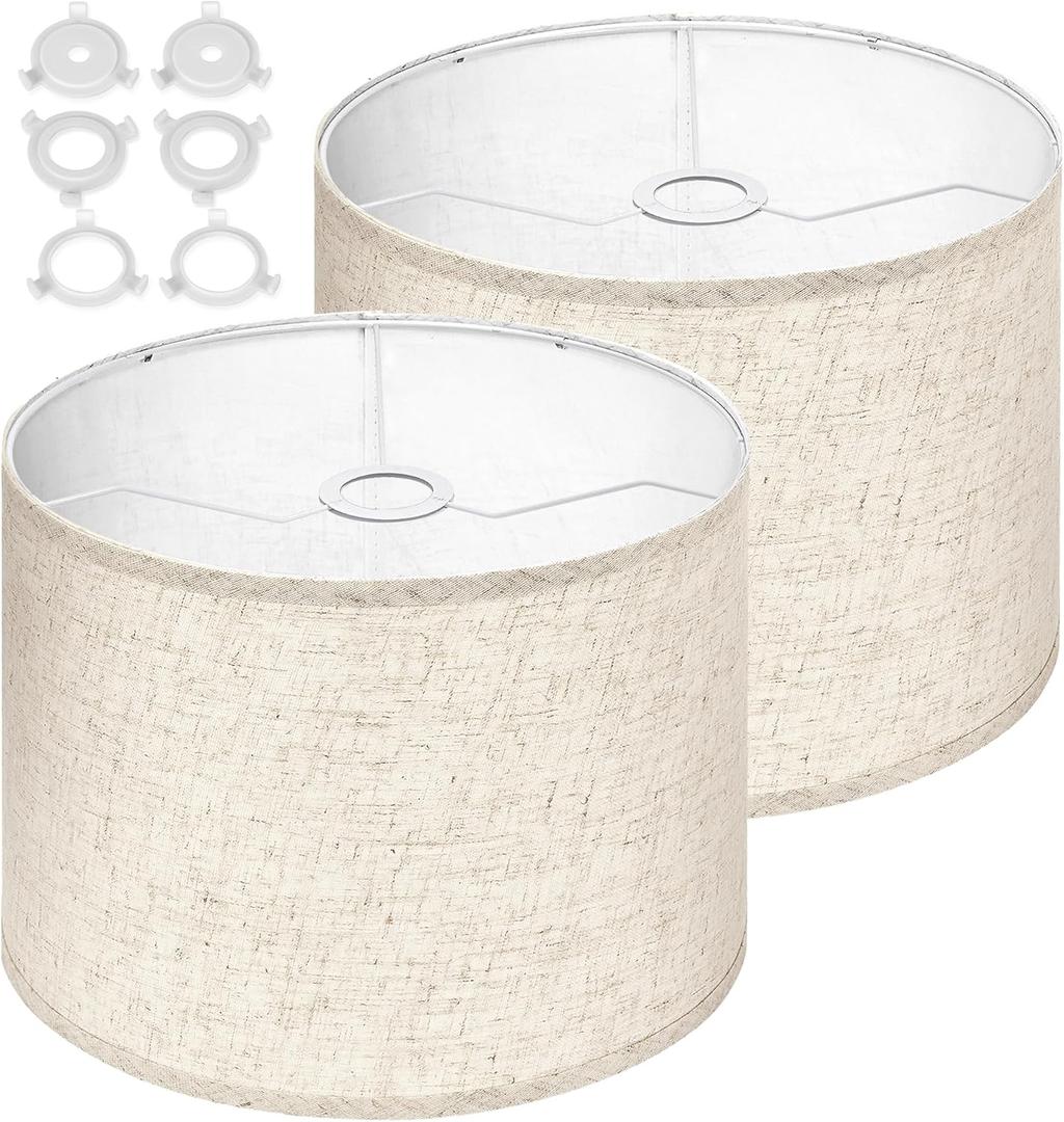 Lamp Shades 8.7" Top x 8.7" Bottom x 7.9" Height Set of 2 – Small Beige Lampshades – Fits E26, E14 & 11mm Adapters – Easy Assembly (Ships Rolled Flat) (Beige - Pack of 2, Small)