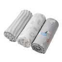 DaysU Muslin Swaddle Blankets for Newborn Babies, Breathable Bamboo Rayon & Cotton Baby Muslin Blankets for Boys Girls Unisex with Gift Box, Large 47"x47", 3-Pack, Grey & White Dog/Arrow/Stripe