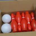 4E's Novelty Valentines Day Bowling Game Set - 10 Red Pins, 2 Balls, Indoor/Outdoor Backyard Carnival Game, Classroom Valentine's Party Games Galentines Activity for Kids Adults