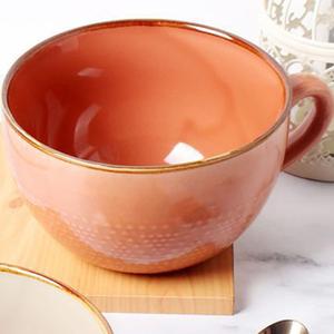 Large Ceramic Soup Mug with Handles 24 Ounce Oversized Mugs Bowl Porcelain Coffee Tea Cup Orange XXL Cereal Soups Ramen Salad Bowl Coffee Cappuccino Cups Large Soup Bowl