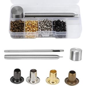 Agatige 800PCS Metal Grommet Kit, 2mm Mini Grommets Copper Metal Grommet Kit Grommets Eyelets with 3pcs Install Tool Kit and Storage Box for Shoes Clothes Crafts Bag DIY Project, 4 Colors