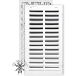 12" X 24" Return Air Filter Grille - Filter Included - Easy Plastic Tabs for Removable Face/Door - HVAC VENT DUCT COVER - White [Overal Size: 13.75w X 25.75h]