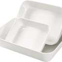 UNICASA Ceramic Oven Dishes, Set of 3 Lasagne Dishes 1000/2000/3500 ML, Rectangular Casserole Dishes, Non-Stick Reactive Glaze, White Casserole Oven