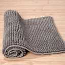 for Bathroom Living Room,Not-Slip Super Absorbent Water Chenille Bath Mat,Machine Washable Soft Densely Shower Mats Dark Grey (35x70inch)