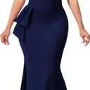 Formal Dresses for Women Cocktail Sexy Off Shoulder Floor Length Long Evening Party Dress with Zipper (Dark Blue) XL