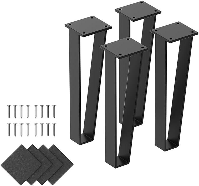 Orgerphy 12 inch Black Bench Legs Set of 4| Triangle-Shape Heavy Duty Table Legs Furniture Legs| Black Metal for Sofa Couch Dresser| Metal Legs for Coffee Table (12 inch)