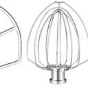 Stainless Steel Accessories for KitchenAid 5-6 Qt Bowl-Lift Stand Mixer, 6 Wire Whisk, Flat Beater and Dough Hook for 6 Quart Mixing Bowl, Fits KP26, KL26, KB26, KSM55/60, Dishwasher Safe, Heavy Duty