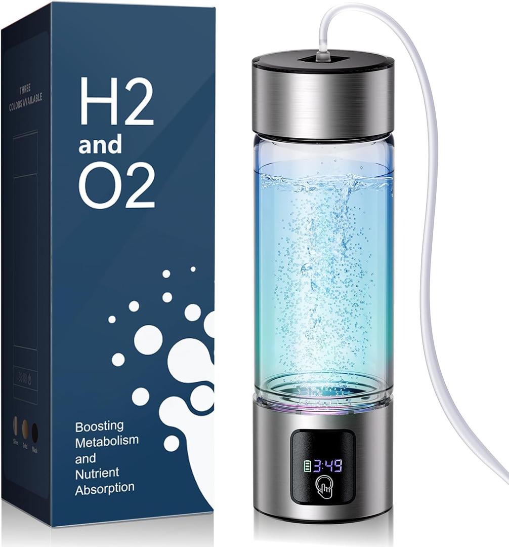 Upgrade 3-in-1 Hydrogen Water Bottle Generator with Display - Industry TOP - 24-Hour Hydrogen Lock | 0 Chlorine & 0 Ozone | 100% Leak-Proof Seal, for Sports and Fitness,with Hydrogen Straw