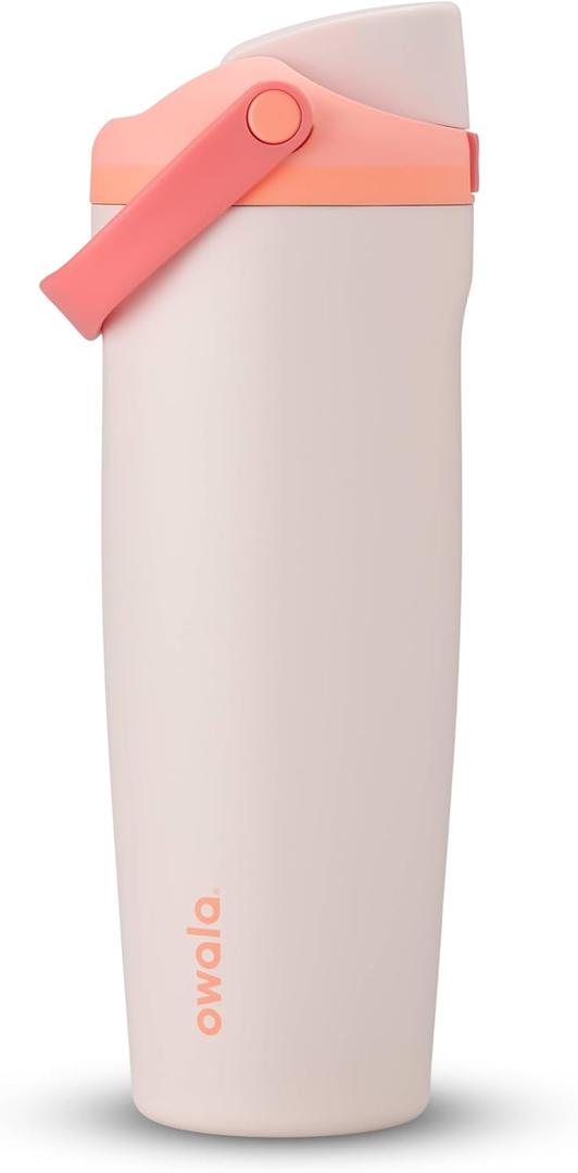 Owala FreeSip Sway Insulated Stainless Steel Water Bottle with Two-Way Spout, Built-In Straw and Bucket Handle, Made for Travel, School, and Sports, 30 Oz, BPA Free, Leak Proof, Sparkling Sherbet