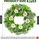 8 Pcs St. Patrick's Day Candle Rings, 14 Inch Shamrock Wreaths for Table Centerpieces Irish Clover Wreath for Front Door Porch Window Wall Decor, Spring Green Artificial Foliage Berry Wreath