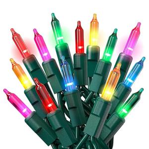 PREXTEX Multicolored Christmas Lights with Green Wire, 60 Feet, 300 Lights, Colorful String Lights Indoor or Outdoor - Incandescent String Lighting for Christmas Tree Decorations for Fences and Patios